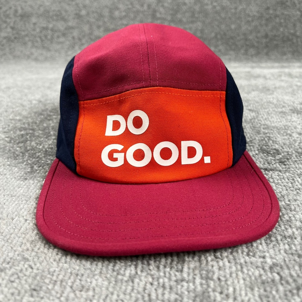 Cotopaxi Do Good 5-Panel Hat Red Navy Blue Orange Adjustable Camper Cap Hike